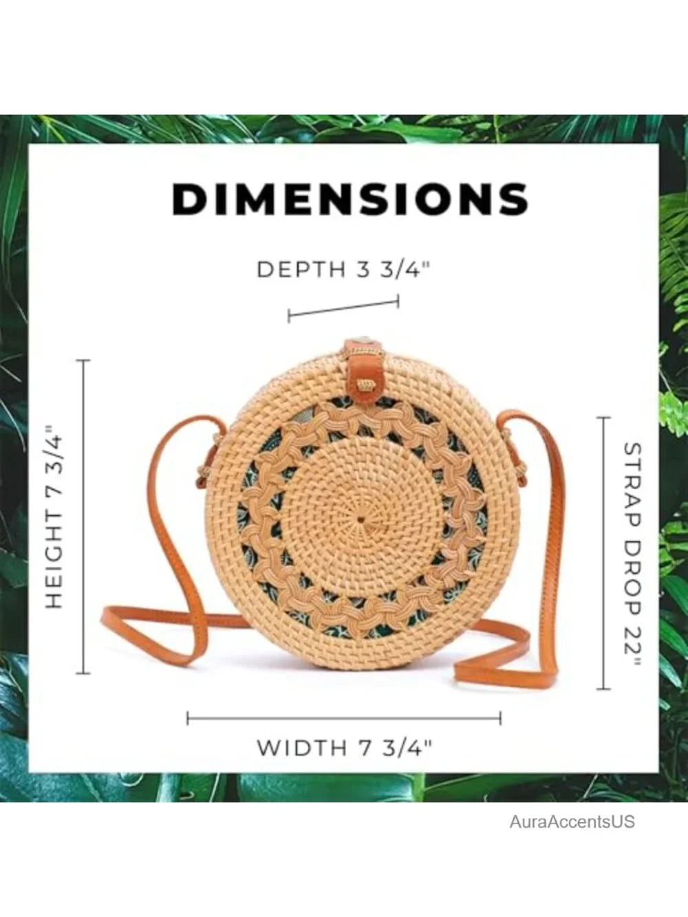 Handmade Rattan Crossbody Bag - Woven Straw Purse - Boho Circle Bag